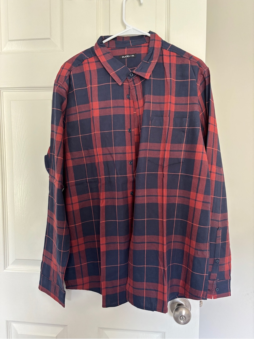 Zudio Men’s Red & Black Plaid Button-Up Shirt | XXL | Brand New
